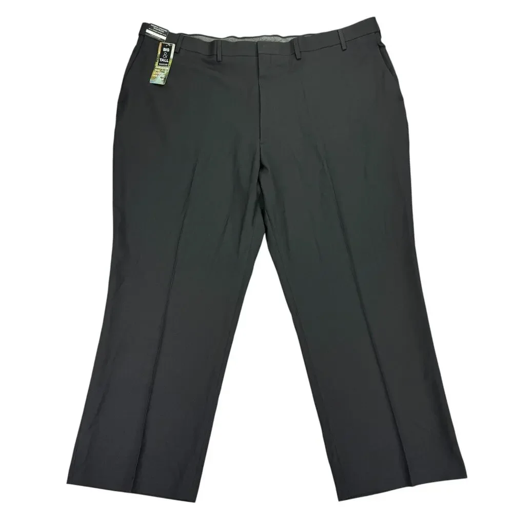 Haggar Mens Big & Tall Premium Comfort Classic Fit Dress Pants Black 48x29
